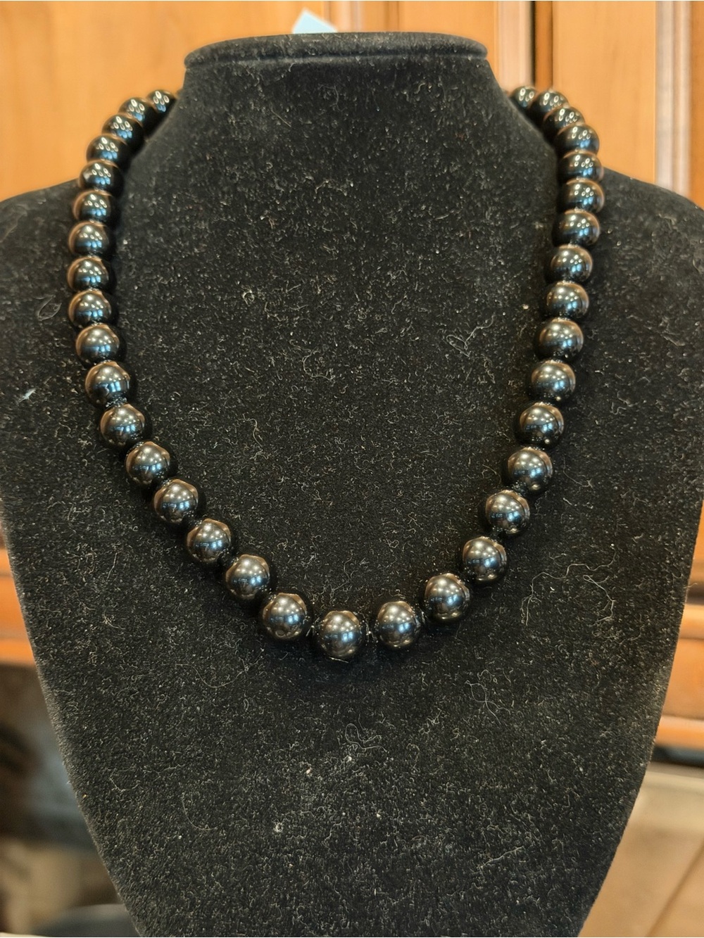 Classic Genuine Black Obsidian Bead Necklace - Sleek Women's Jewelry